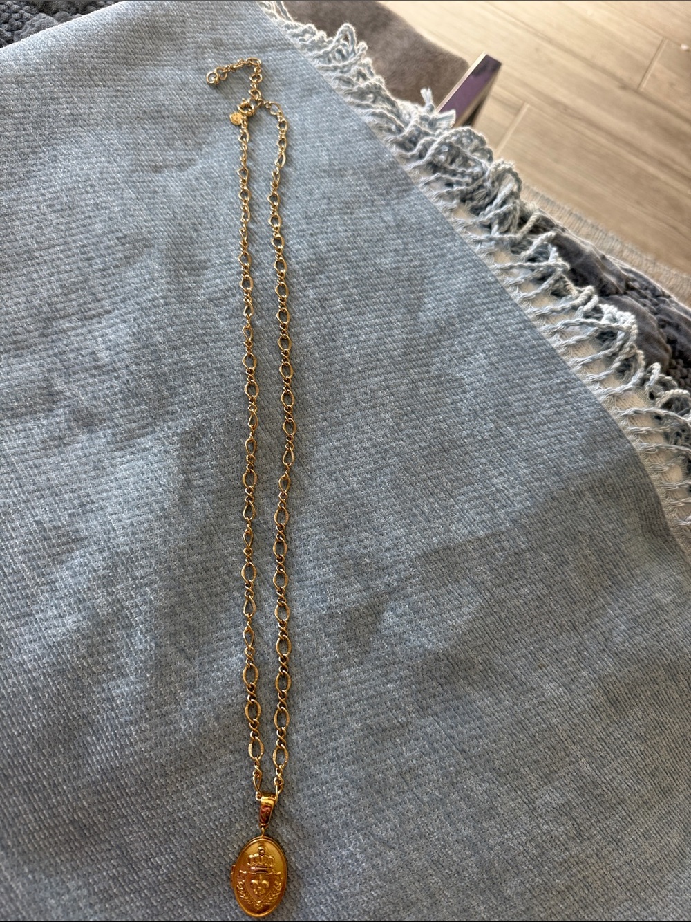 Gold-Tone Oval Medallion Pendant Necklace - Women
